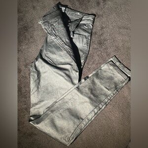 stradivarius Metallic Black Skinny Jeans